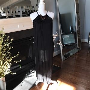 Flowing thin black reversible beach top